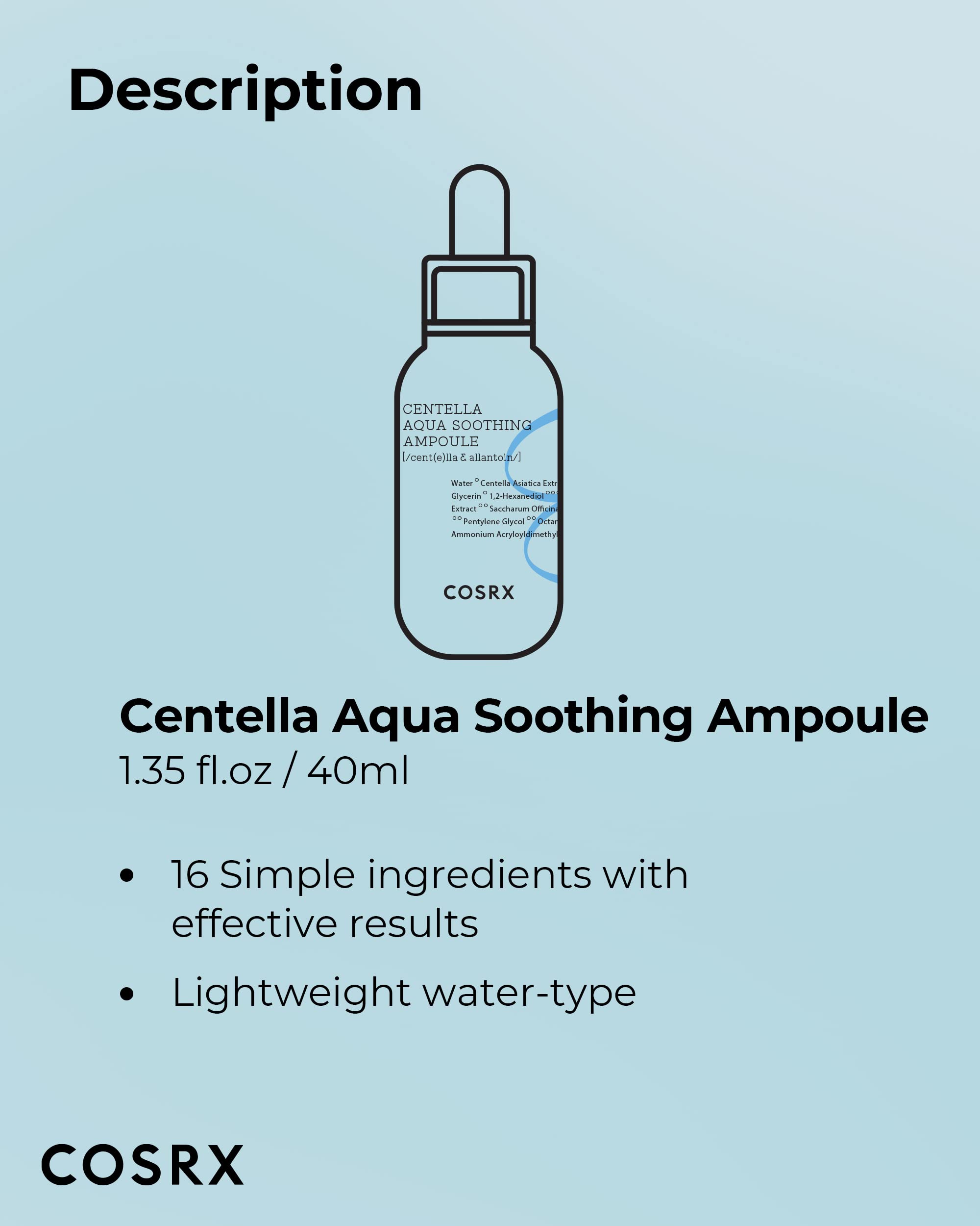 COSRX Centella Aqua Ampoule — peau apaisée après l'application