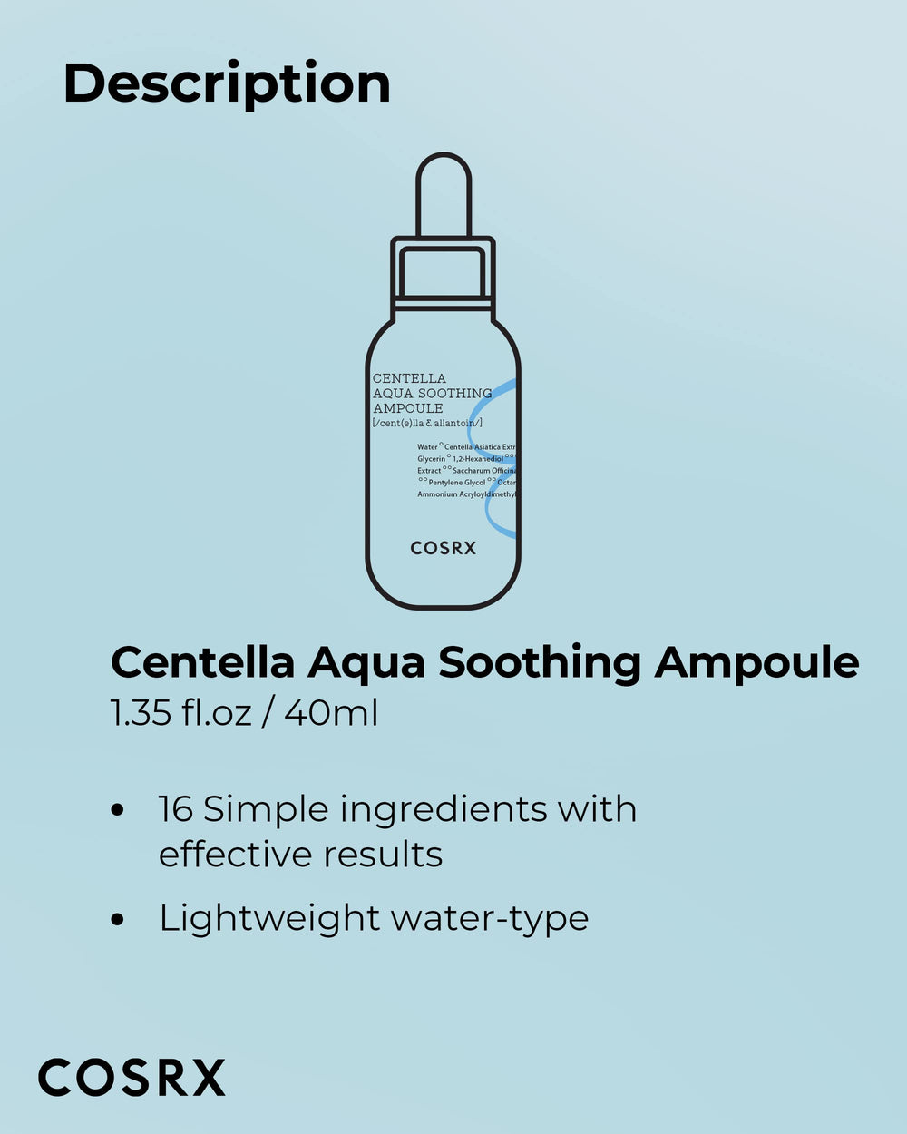 COSRX Centella Aqua Ampoule — peau apaisée après l'application
