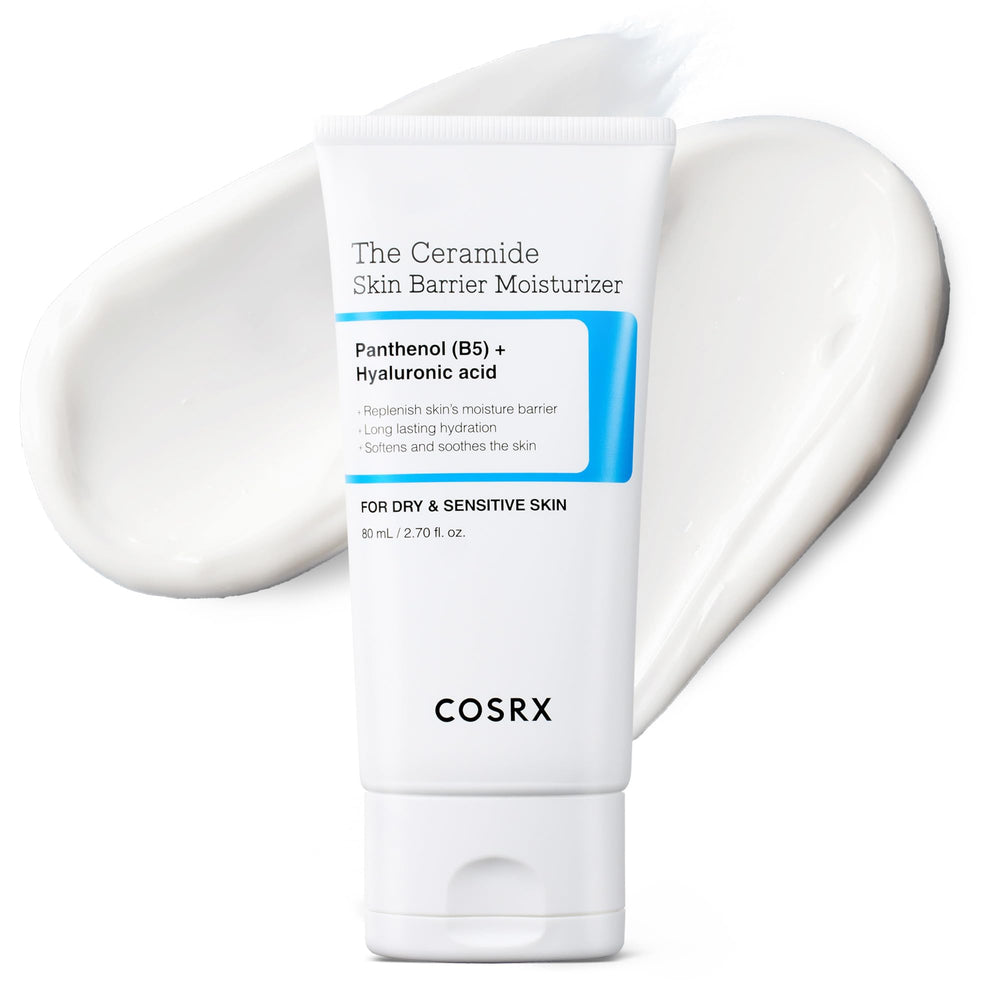 COSRX Crème barrière ceramides, bouteille élégante montrant le flacon, hydratation avancée.
