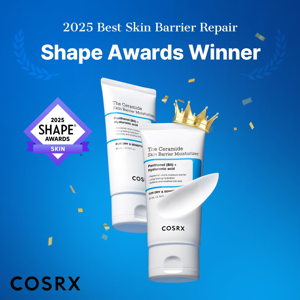 COSRX Crème barrière ceramides, texture satinée prête à glisser sur la peau.