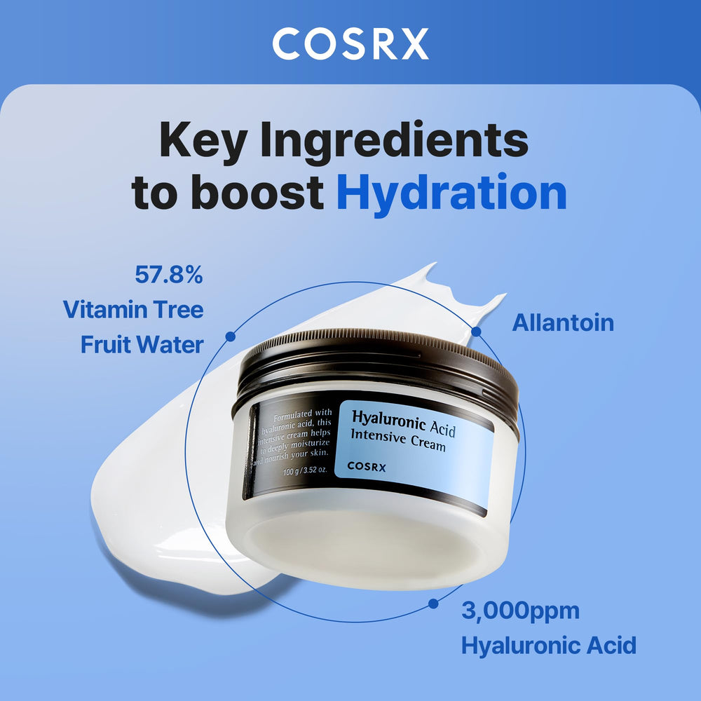 COSRX Crème Hyaluronique texture crème riche sur peau prête à hydrater.