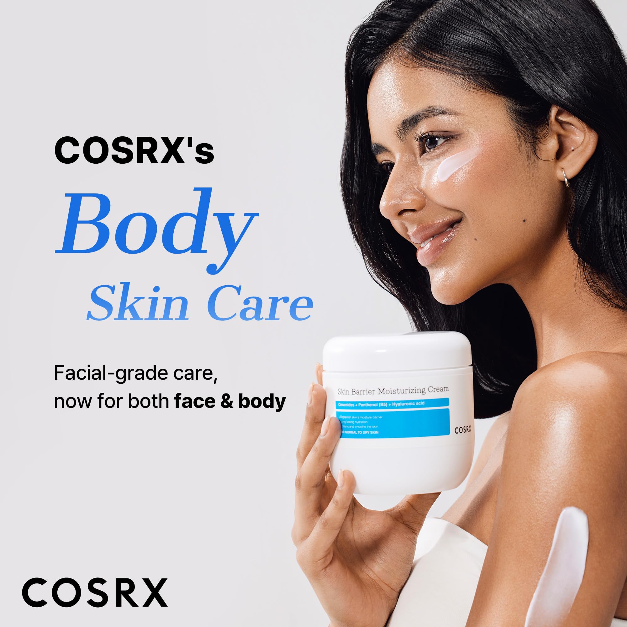 COSRX Crème hydratante sans parfum pour visage et corps, usage quotidien.