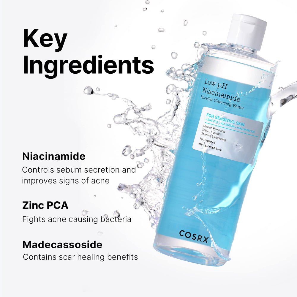 Cosrx eau micellaire Niacinamide, coton doux pour nettoyer le visage
