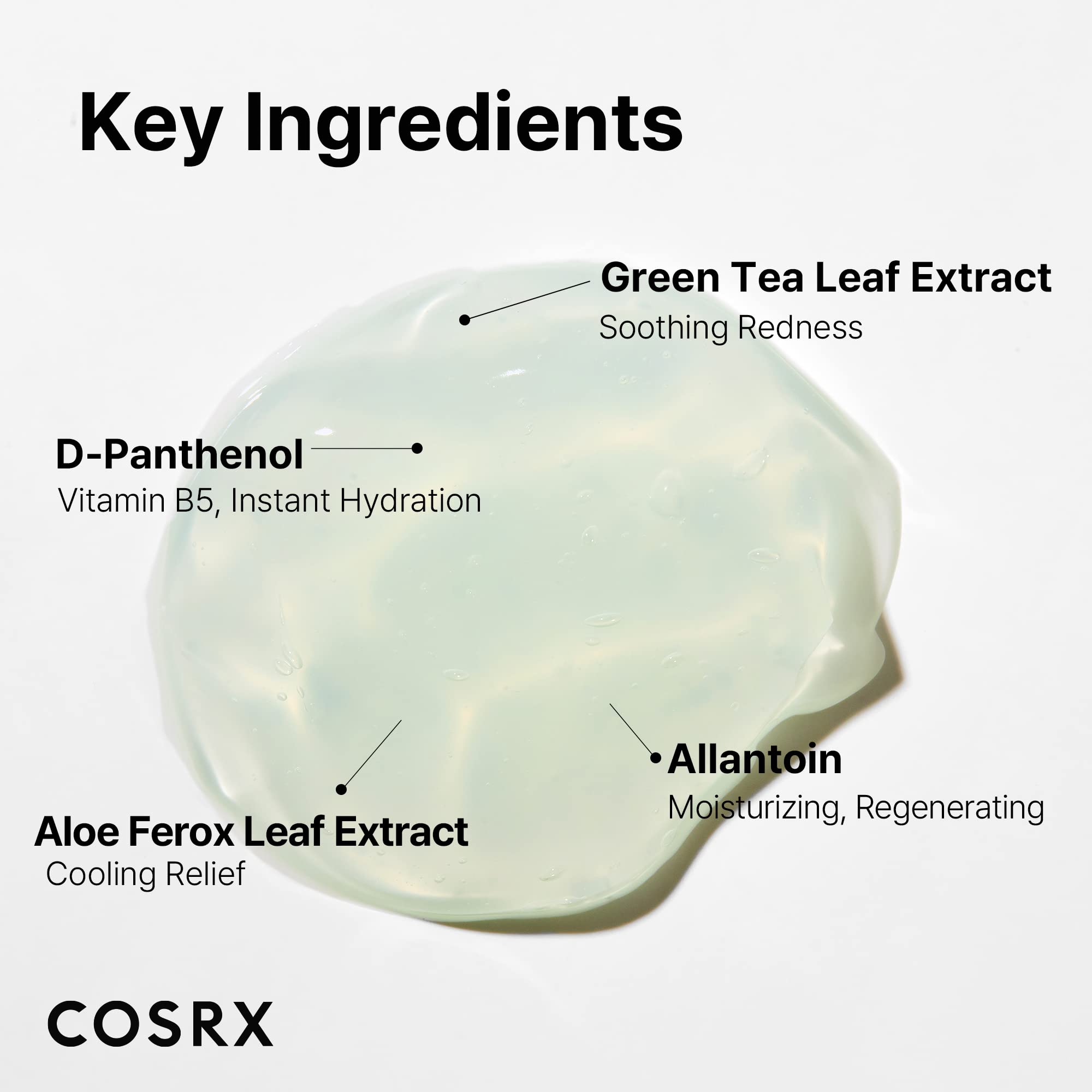 COSRX Green Tea Aqua Gel Cream swirl demonstrates lightweight, non-greasy texture.