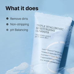 Trois types d'acide hyaluronique pour une hydratation durable.