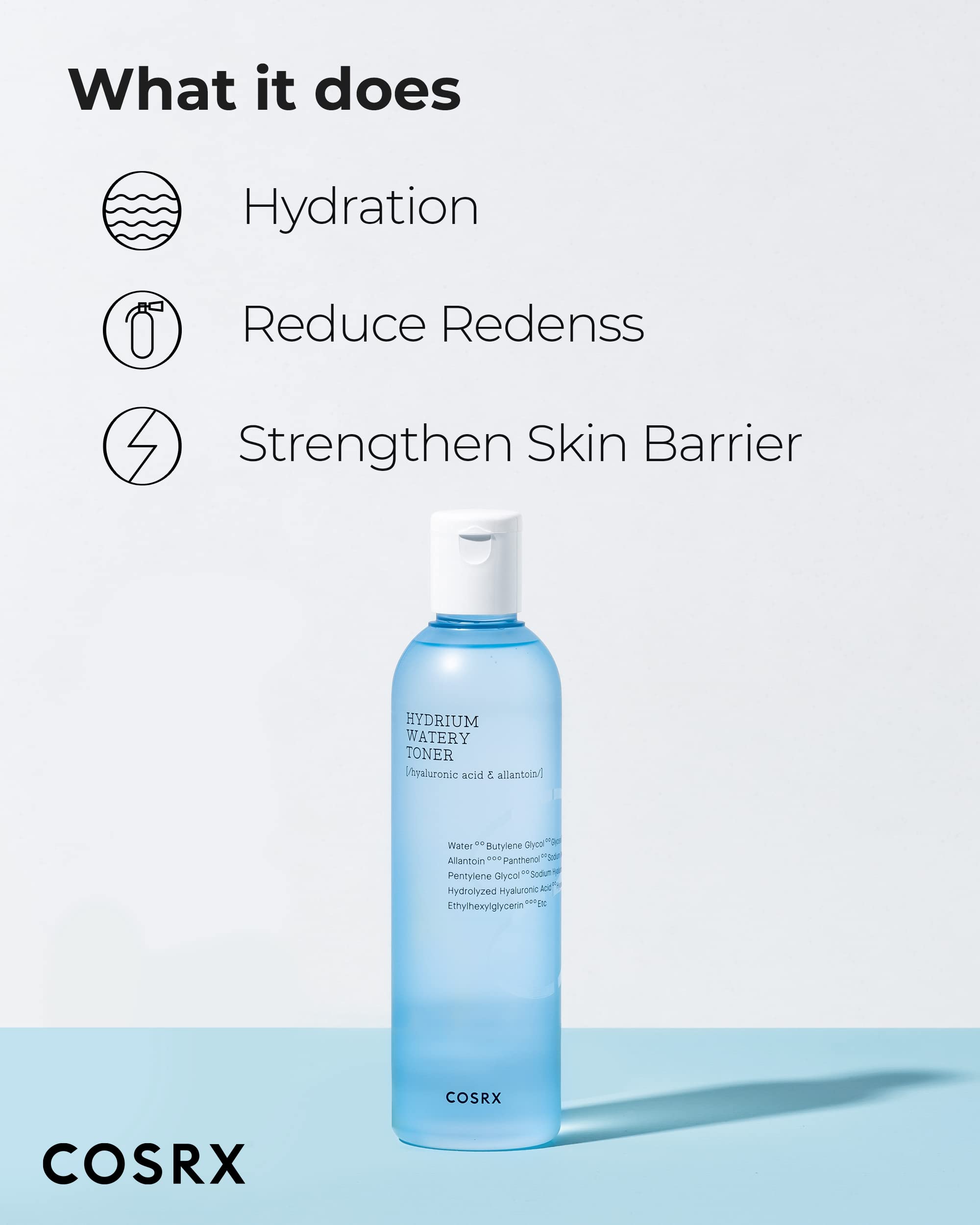 COSRX Hydrium Watery Toner, pompe-doseuse pratique pour utilisation quotidienne