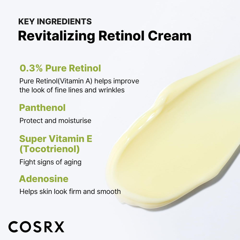 COSRX Ingrédients clés : rétinol et panthénol pour hydrater.