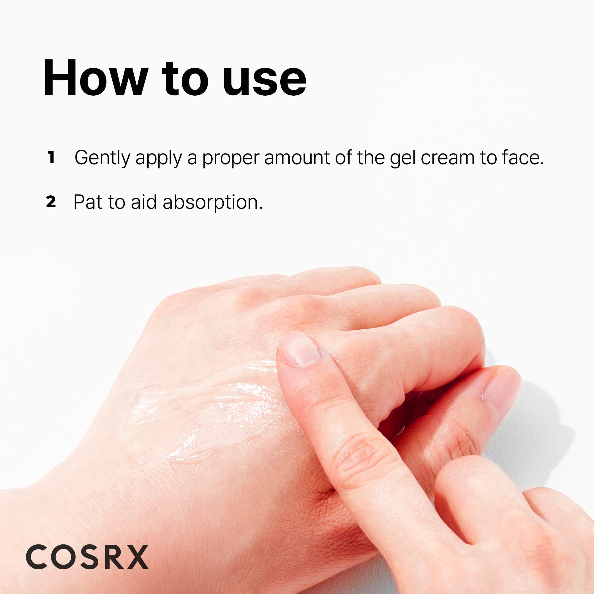 COSRX Lightweight moisturizer application on cheek demonstrates easy spread.
