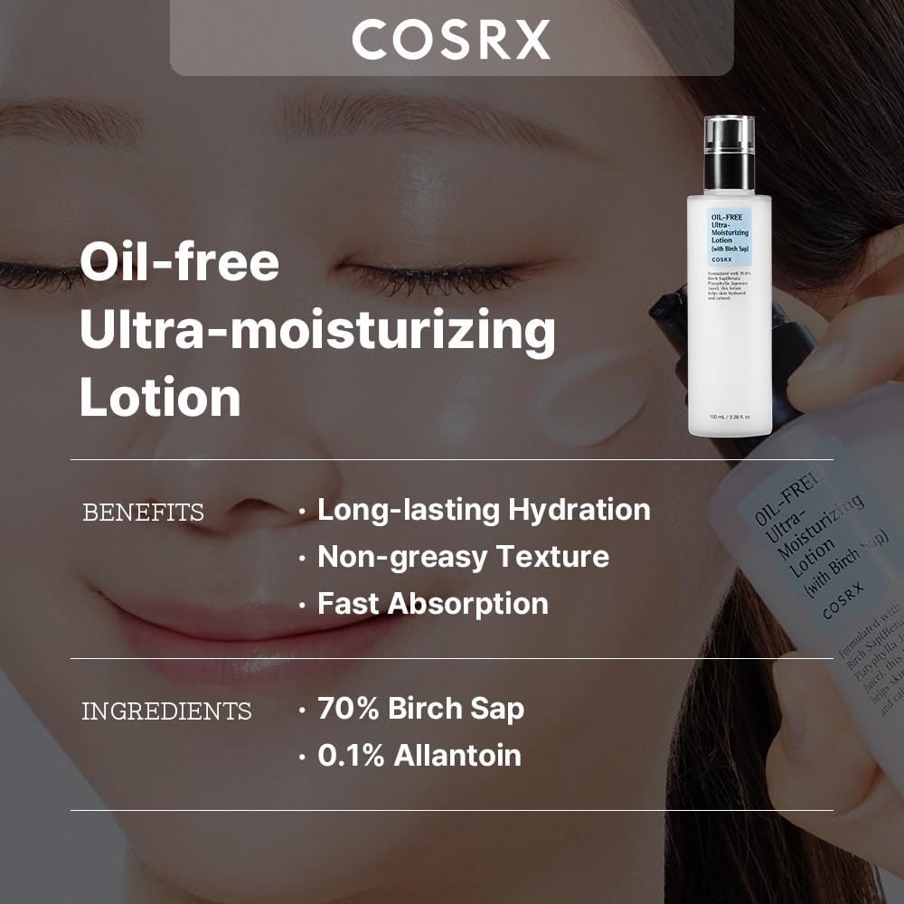 COSRX lotion sèche absorption rapide: pénètre rapidement pour sensation de fraîcheur.