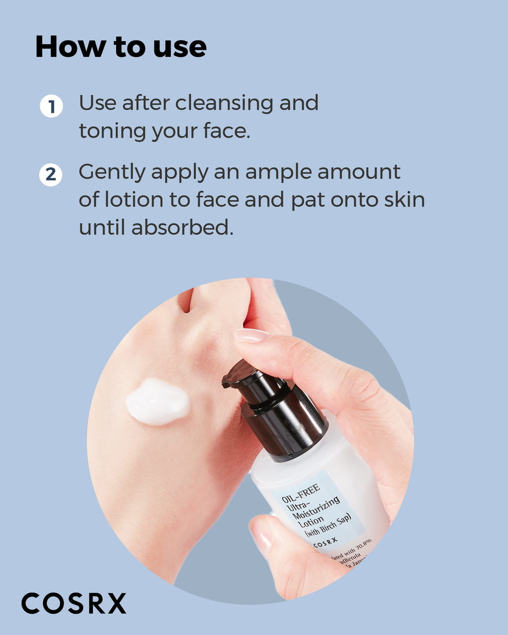 COSRX lotion sèche testée dermatologiquement: adaptée aux peaux sensibles.