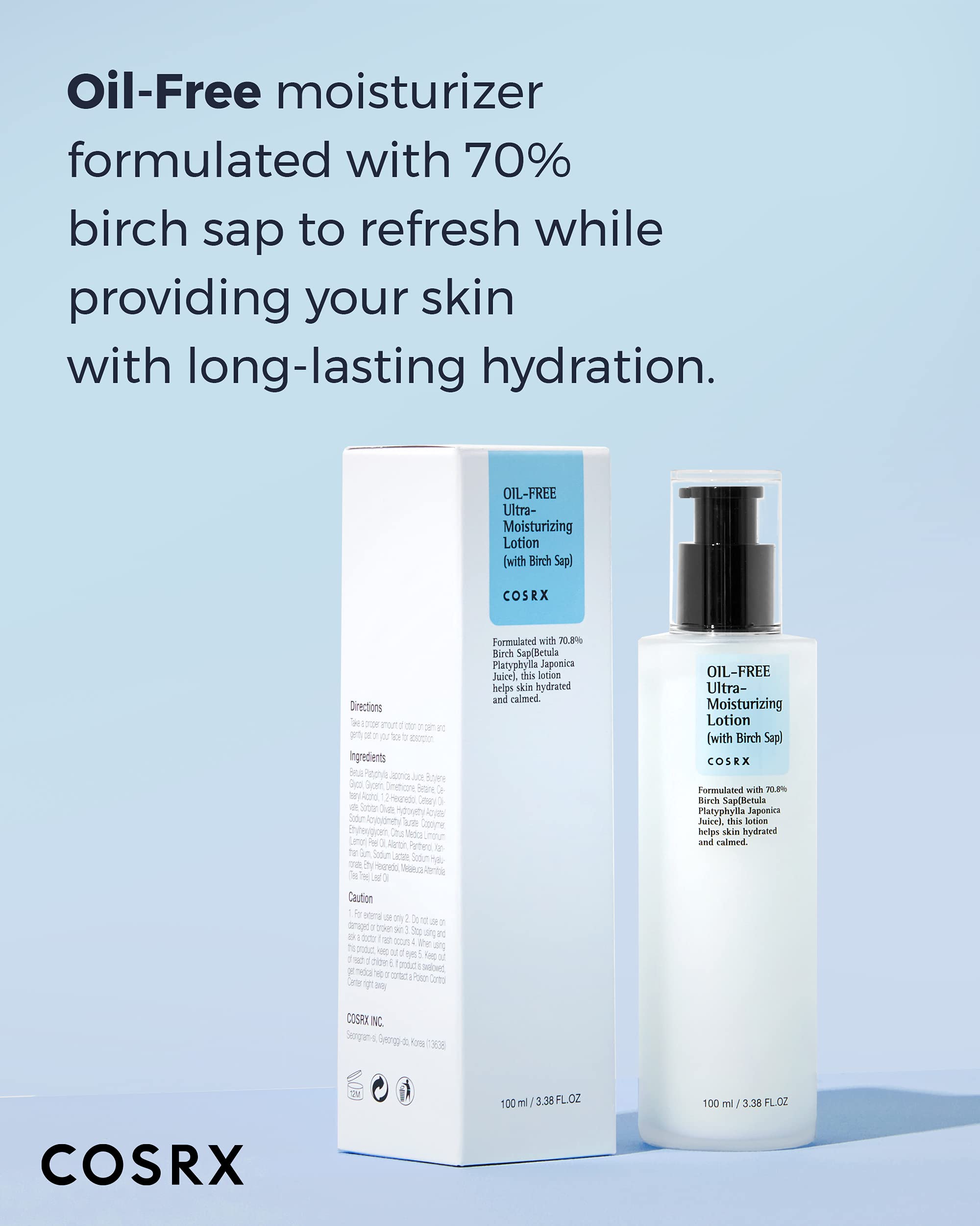 COSRX lotion sèche texture légère non grasse: contrôle discrète de la brillance.
