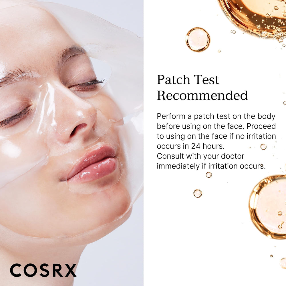 COSRX masque hydrogel alpha-arbutin emballage individuel, hygiène et fraîcheur.