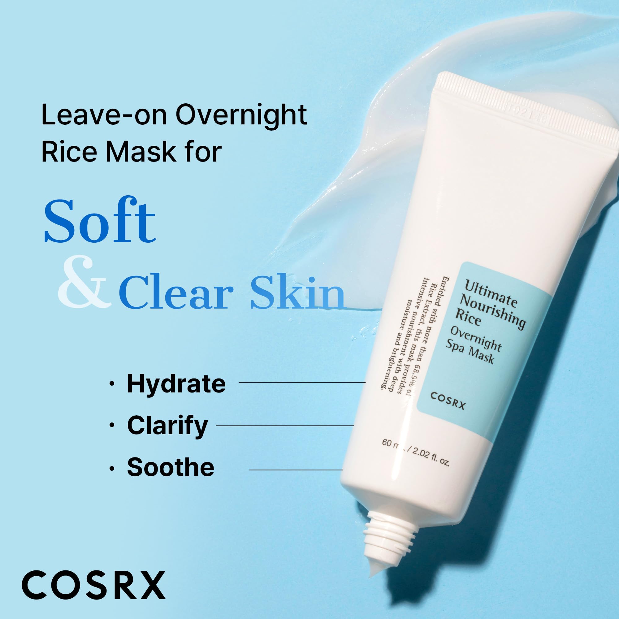 COSRX Masque Nuit Nourrissant: extrait de riz pour hydrater et apaiser en profondeur.
