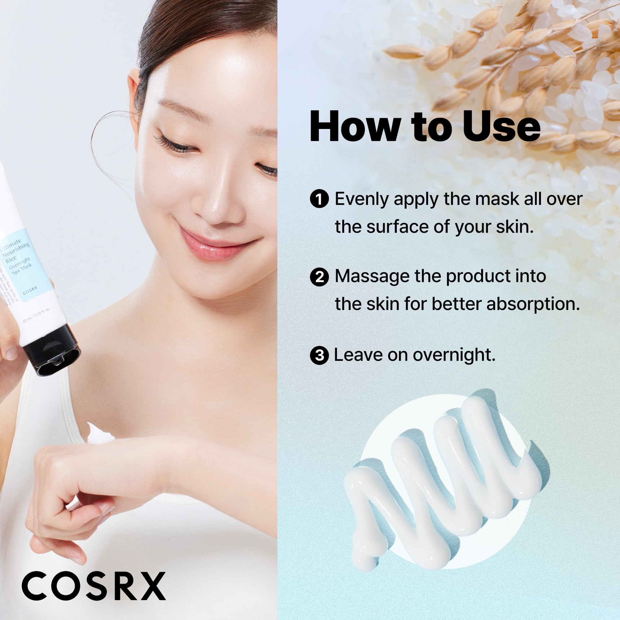 COSRX Masque Nuit Nourrissant: réveil avec peau visiblement plus détendue et fraîche.