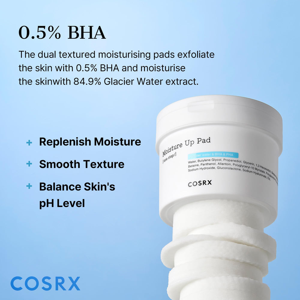 COSRX Moisture Up Pads – côté gaufré pour exfolier en douceur.