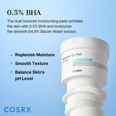 COSRX Moisture Up Pads – côté gaufré pour exfolier en douceur.