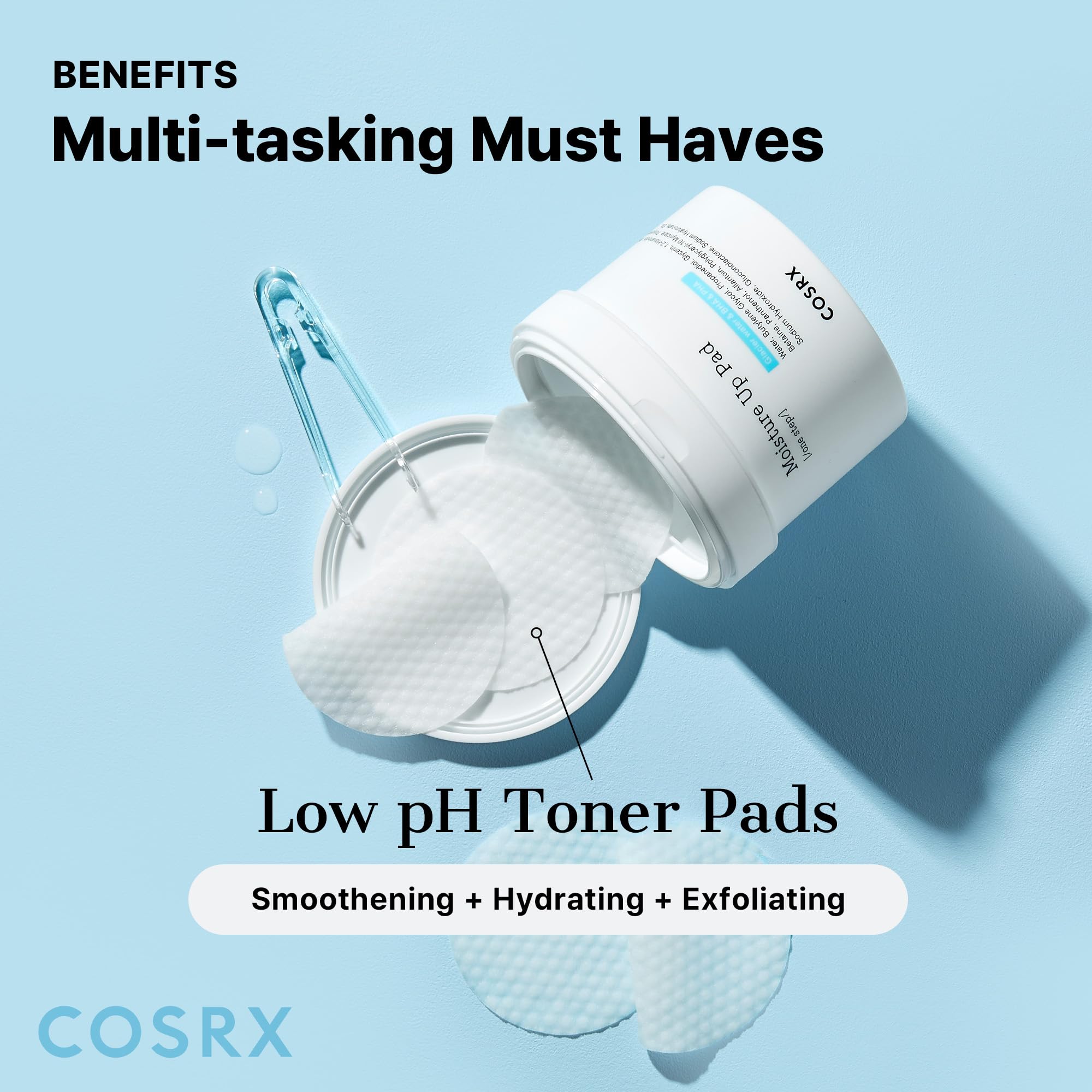 COSRX Moisture Up Pads – eau glaciale d'Alaska rafraîchit la peau.