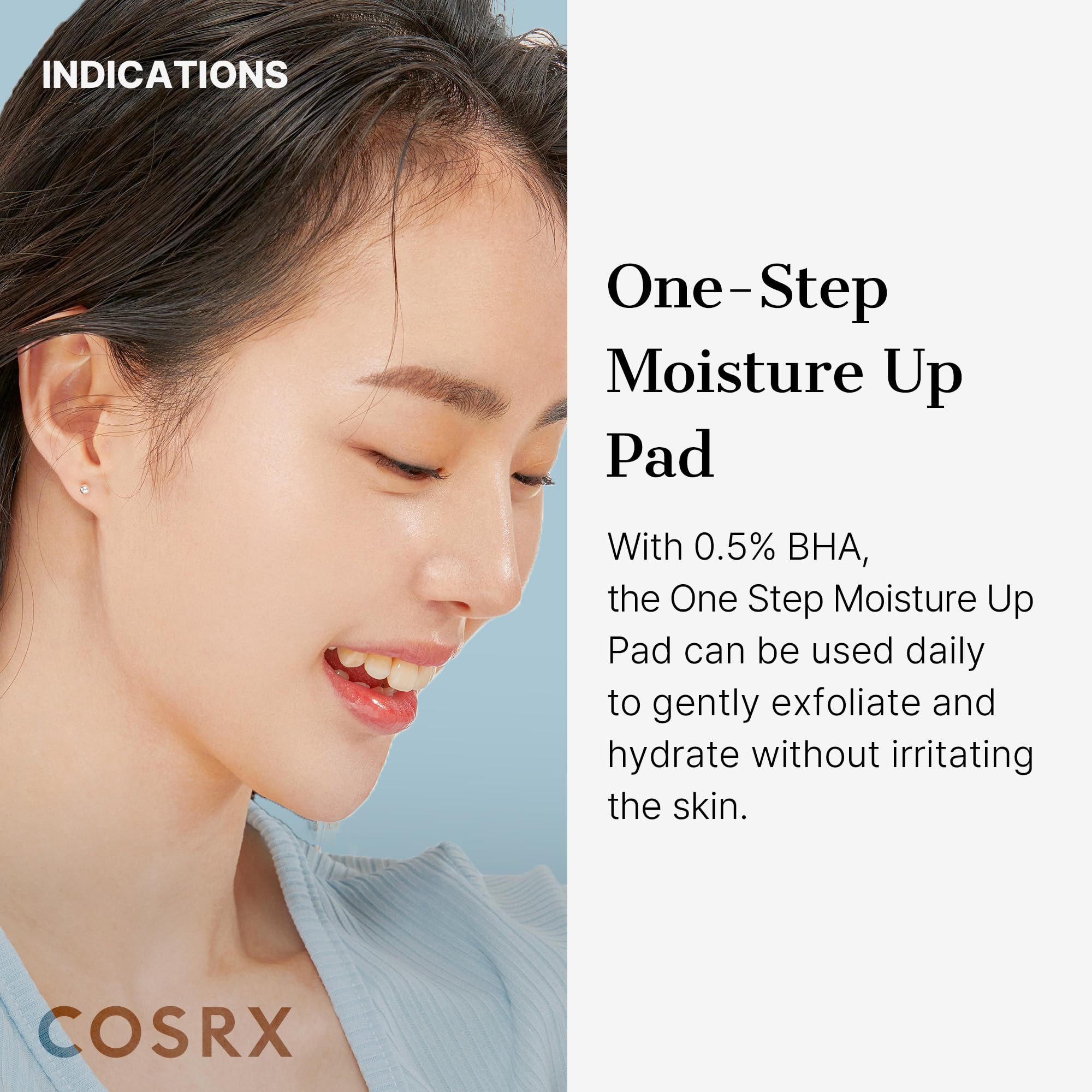 COSRX Moisture Up Pads – étui inclus et pince à épiler pour l'hygiène.