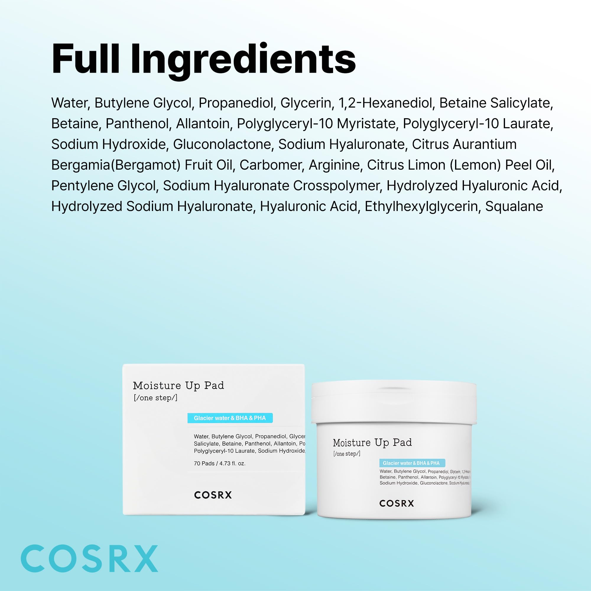 COSRX Moisture Up Pads – utilisé le soir pour démaquiller et préparer la peau.