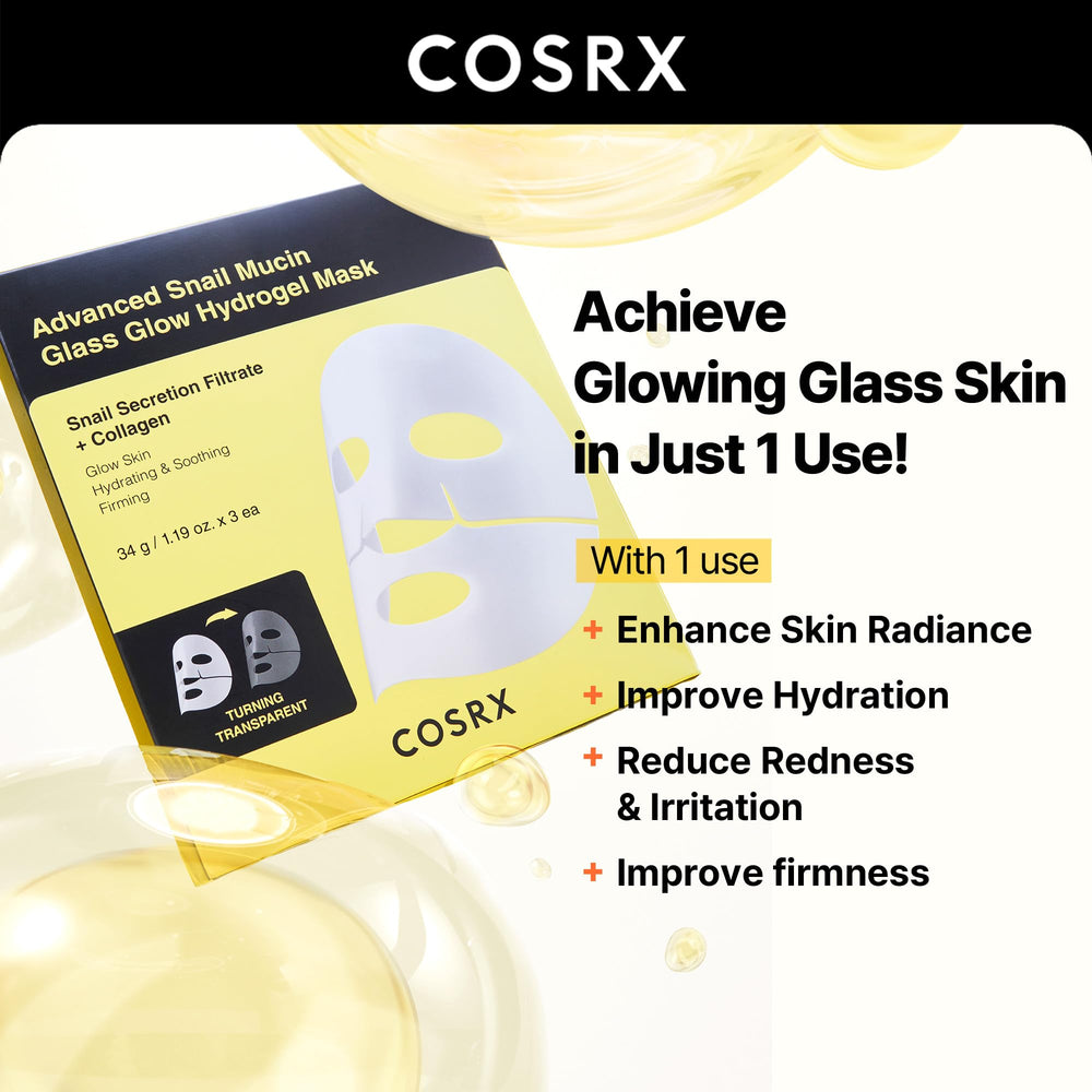 COSRX masque hydrogel en cours d’application, absorption rapide de l’essence