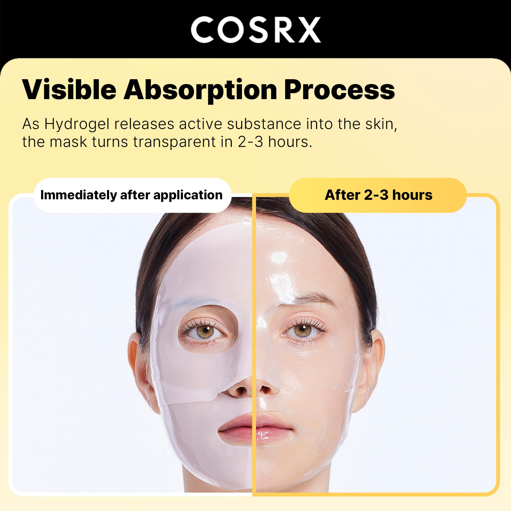 COSRX masque hydrogel mucine d'escargot en action, peau hydratée et douce