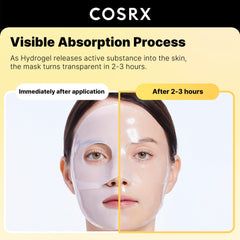 COSRX masque hydrogel mucine d'escargot en action, peau hydratée et douce