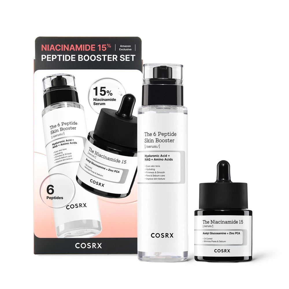COSRX Niacinamide 15% Peptide Booster Set, coffret soin pour teint homogène et éclat.