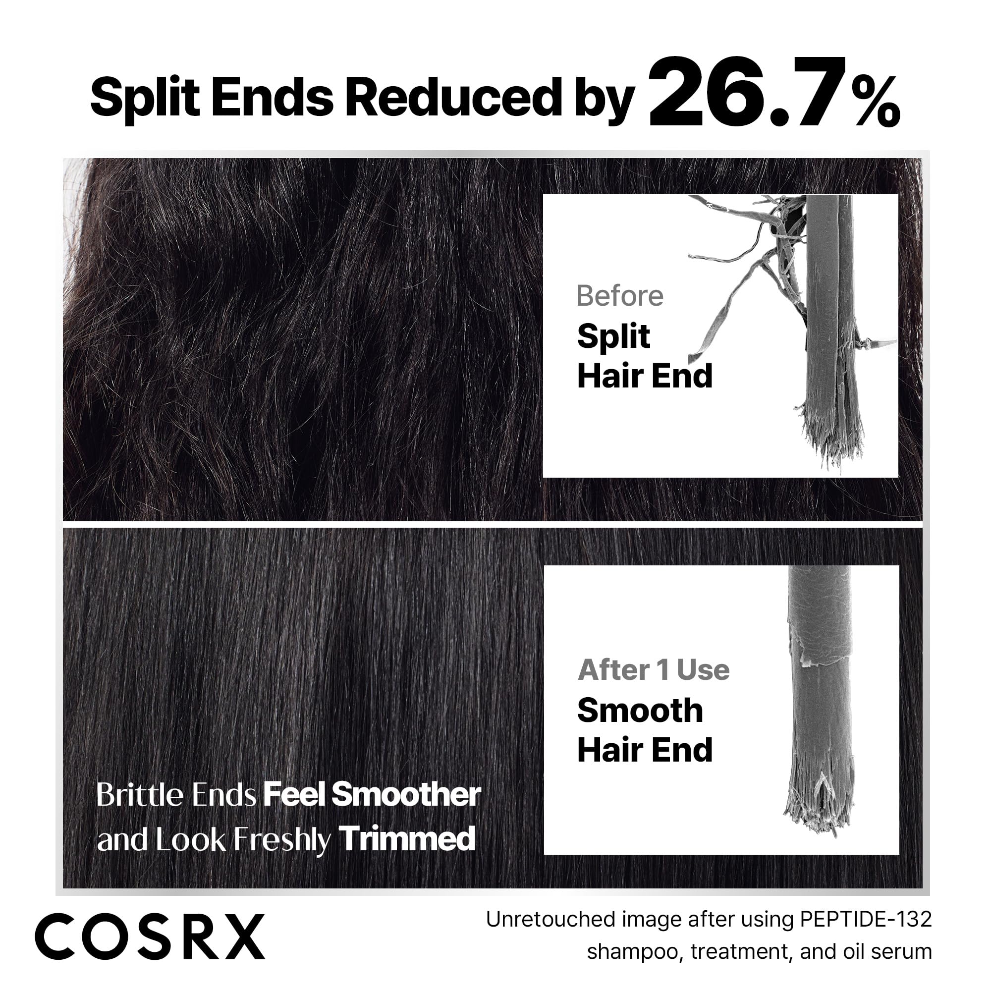 COSRX Peptide-132 Étiquette sans SLS : emballage clair et sûr pour la peau.