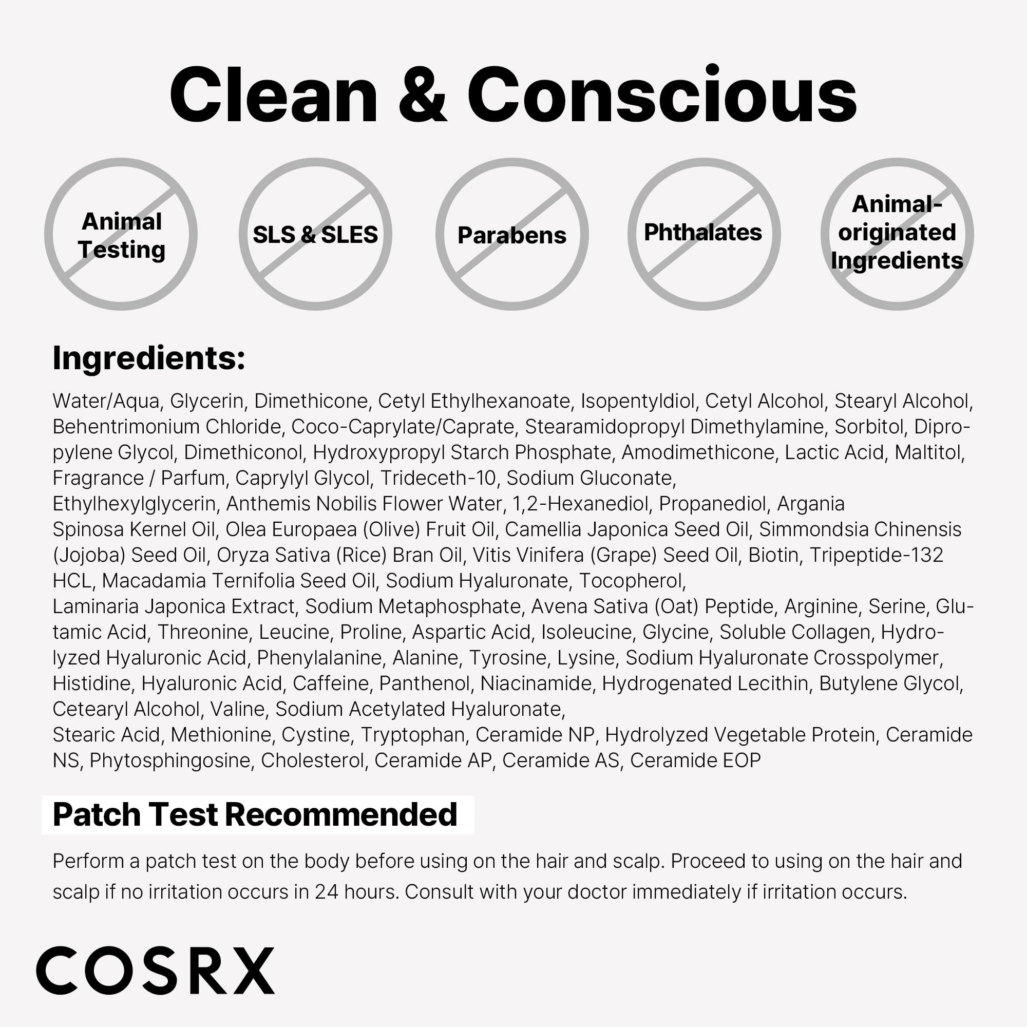 COSRX Peptide-132 Soin adapté aux cuirs sensibles et tous types de cheveux.