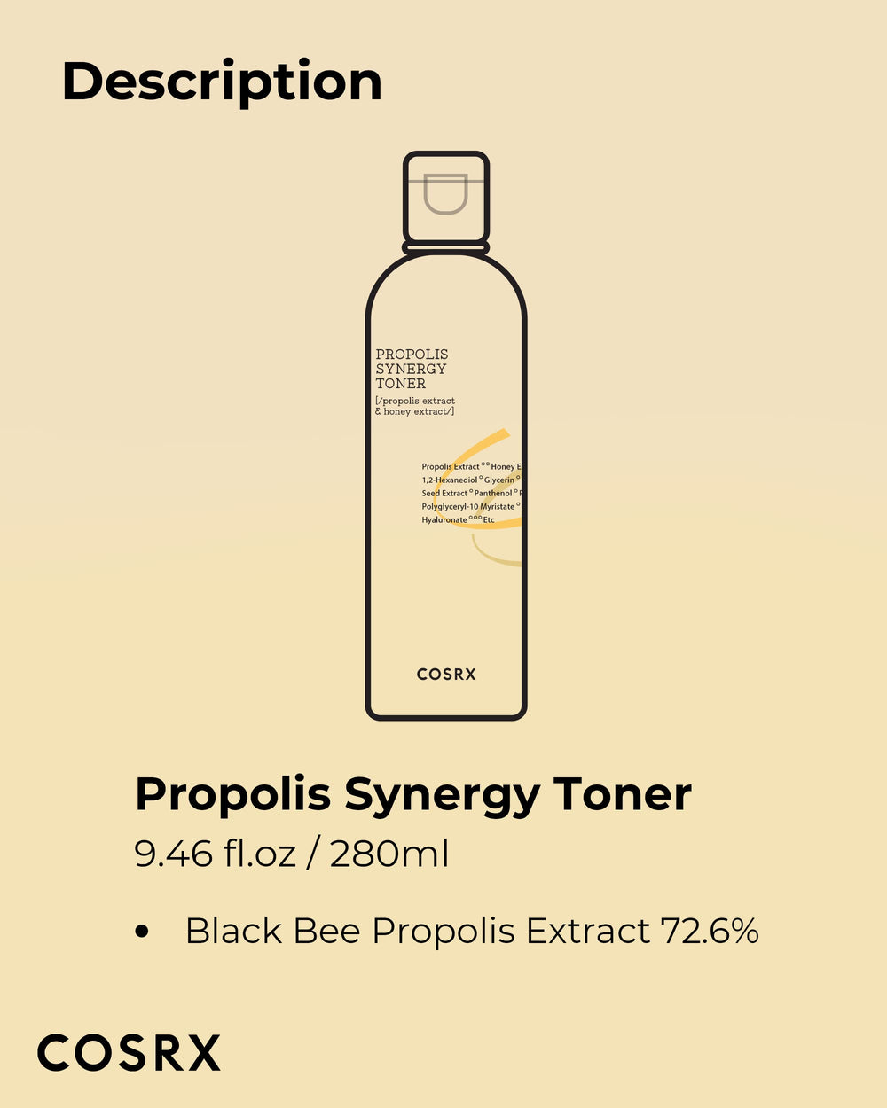 COSRX Propolis Synergie Tonique – sans alcool et sans parfum, douceur adaptée à tous les types de peau.