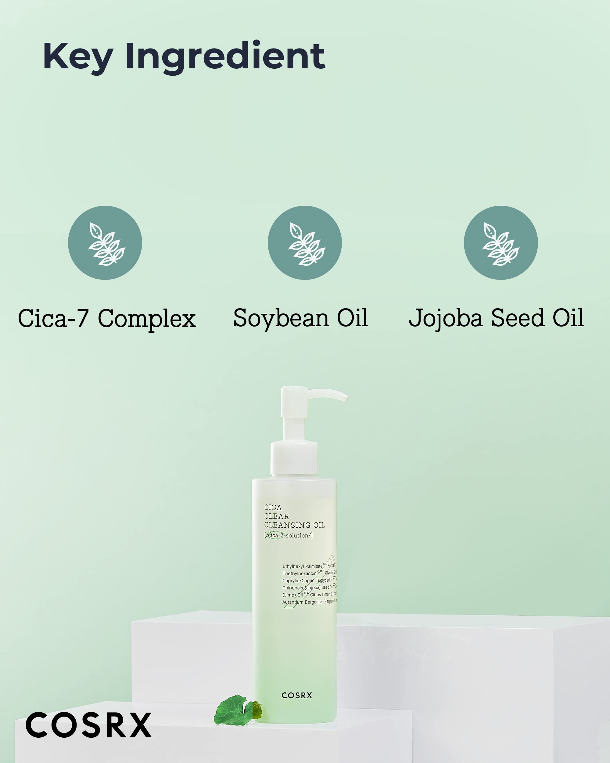 COSRX Pure Fit Cica Cleansing Oil – barriere peaux respecte et nettoyant apaisant pour le visage.