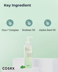 COSRX Pure Fit Cica Cleansing Oil – barriere peaux respecte et nettoyant apaisant pour le visage.