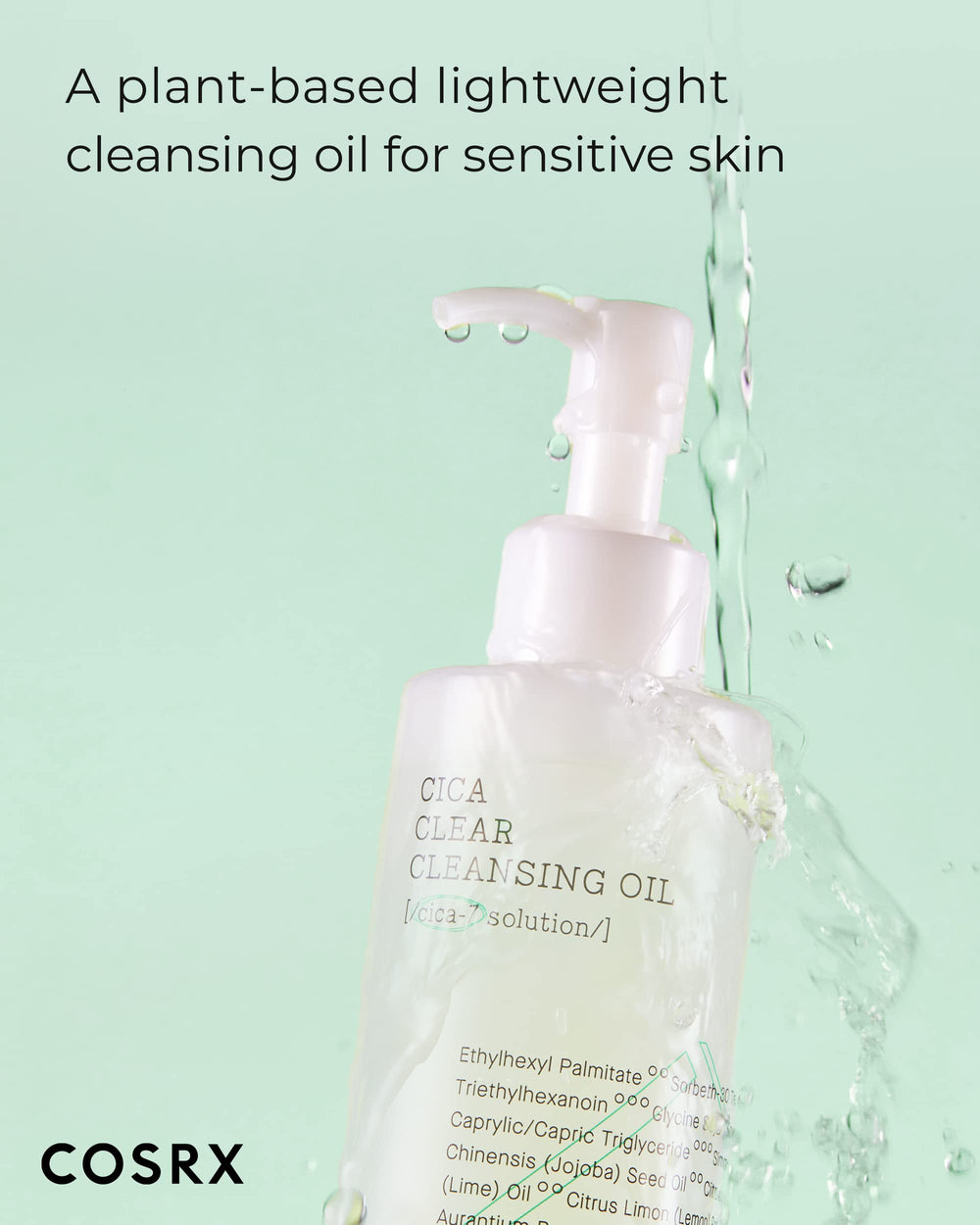 COSRX Pure Fit Cica Cleansing Oil – démonstration de démaquillage sans effort pour peau sensible.