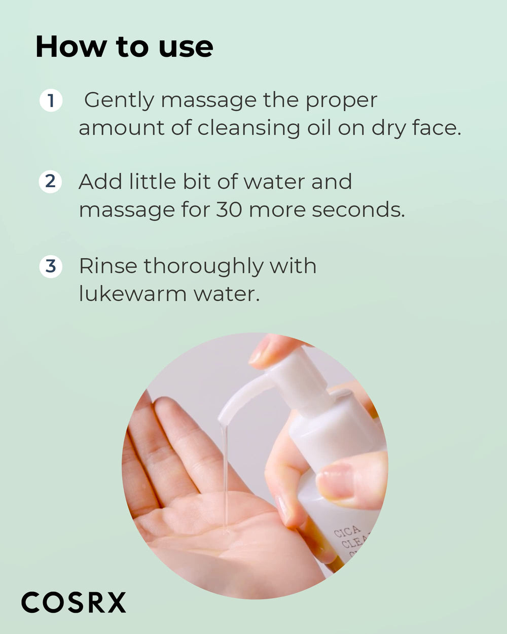 COSRX Pure Fit Cica Cleansing Oil – 11 huiles vegetales hydratent apres le nettoyage.