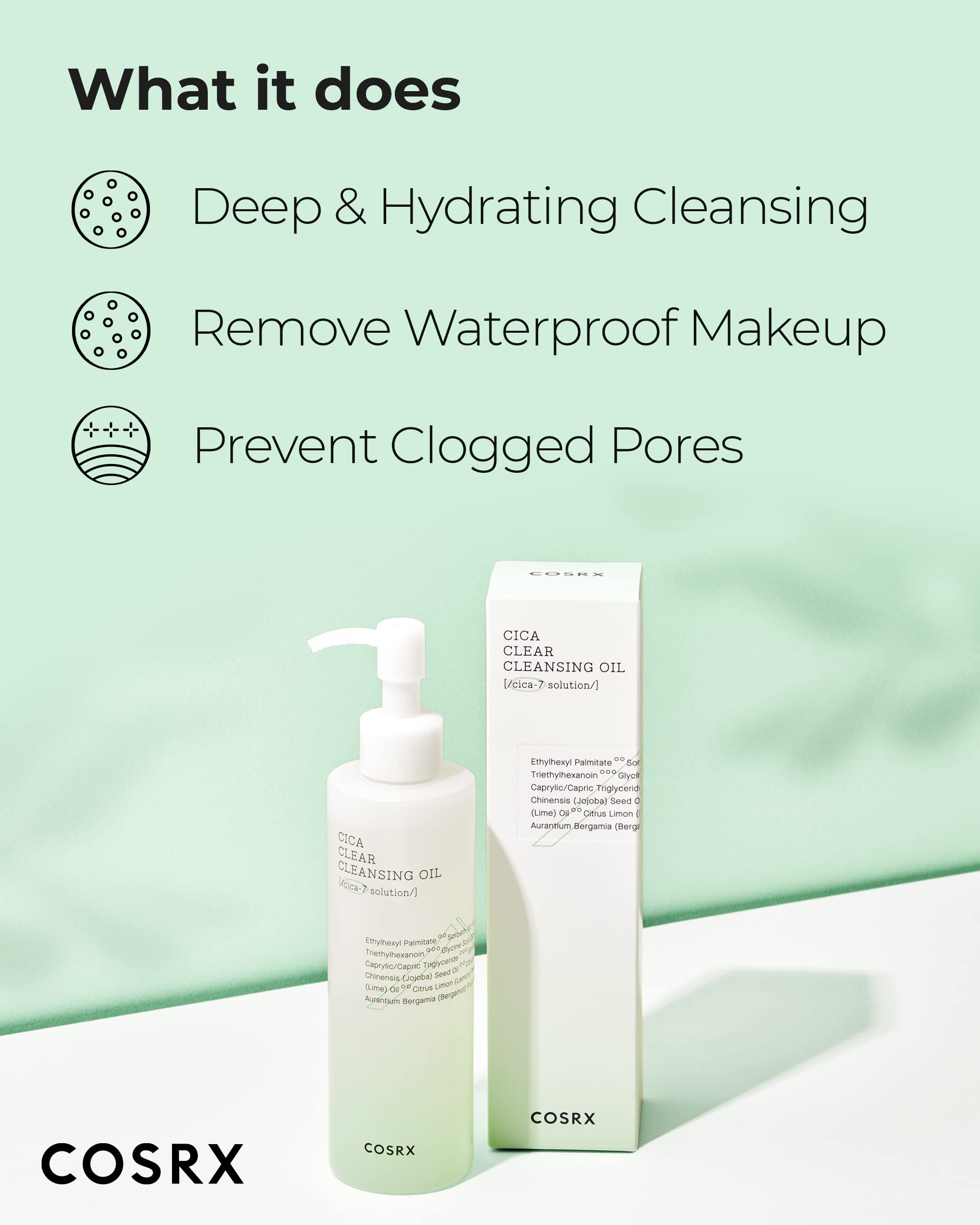 COSRX Pure Fit Cica Cleansing Oil – texture legere qui laisse une sensation de confort après nettoyage.
