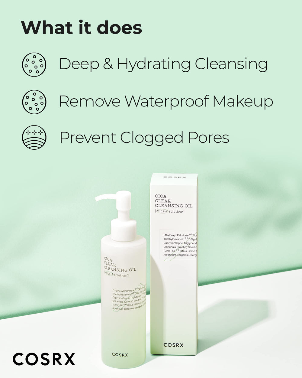 COSRX Pure Fit Cica Cleansing Oil – texture legere qui laisse une sensation de confort après nettoyage.