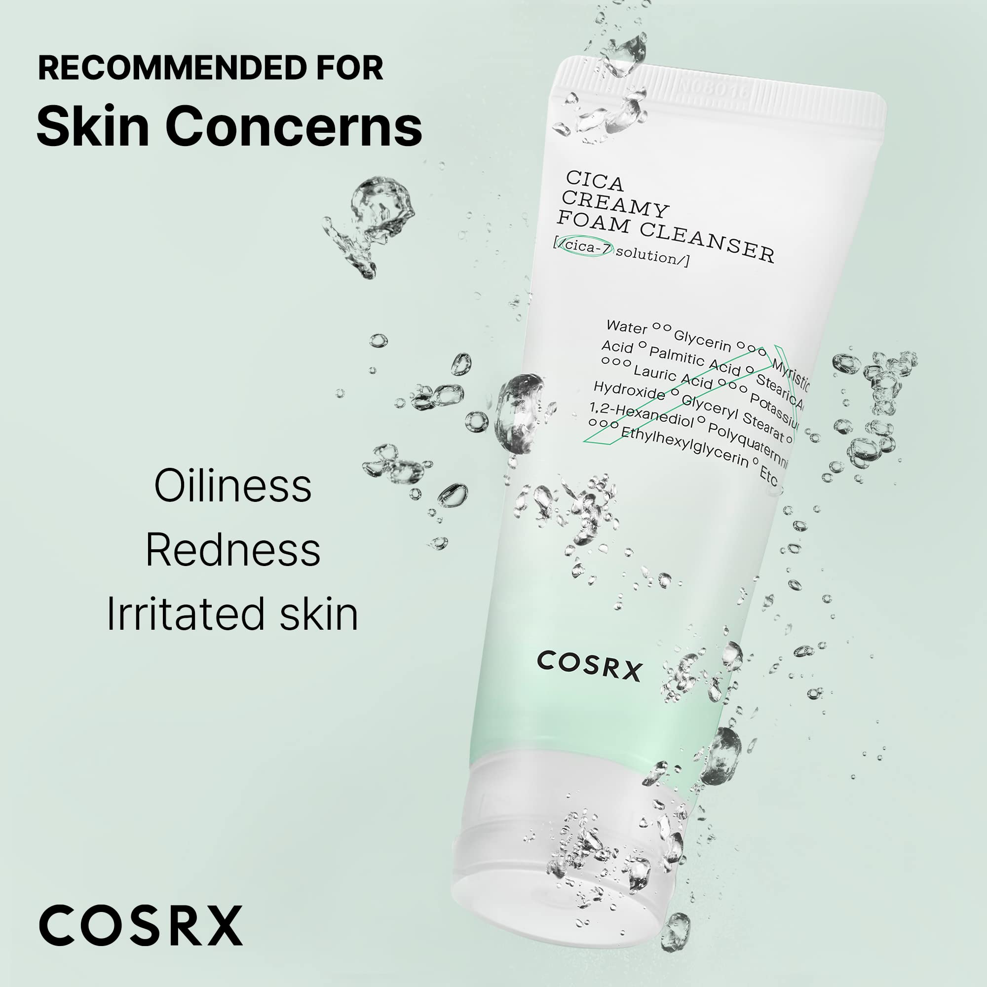 COSRX Pure Fit Cica – centella et ingrédients naturels mis en valeur.