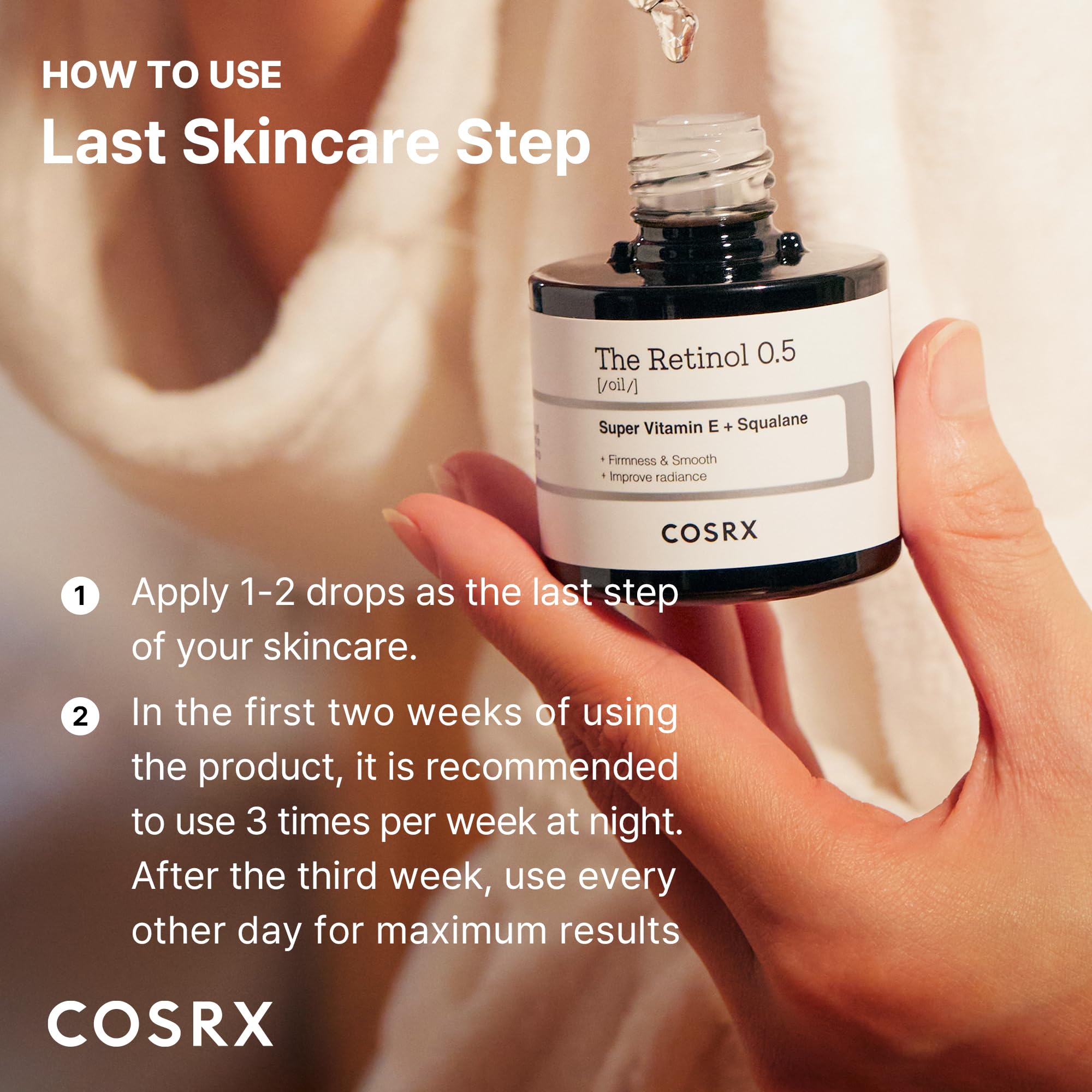 COSRX Retinol 0,5% Oil – Utilisation jour et nuit selon les conseils