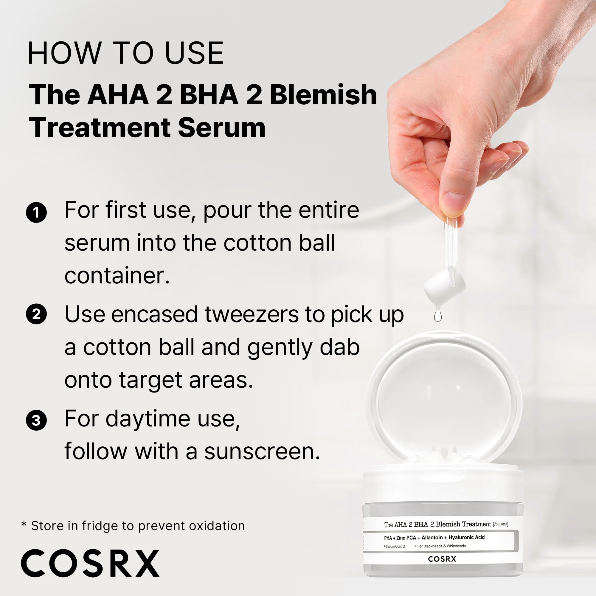 COSRX sérum absorption rapide pour peau nette après application.