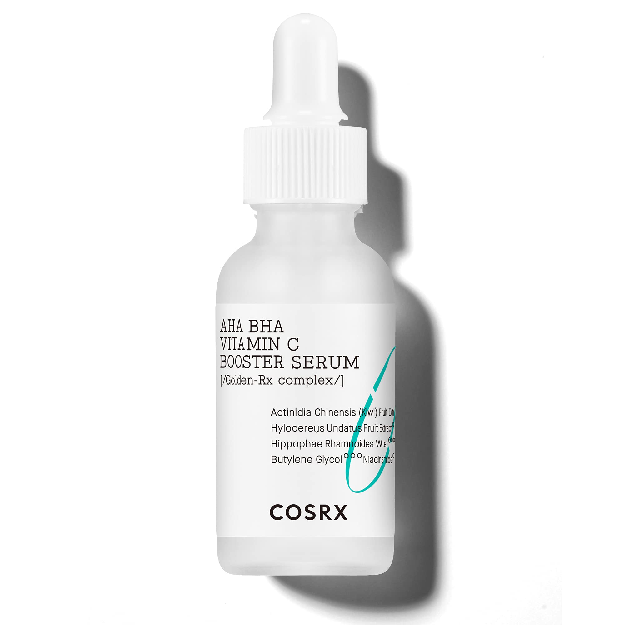 COSRX AHA BHA Vitamin C Booster Serum — flacon clair prêt à l'usage quotidien.