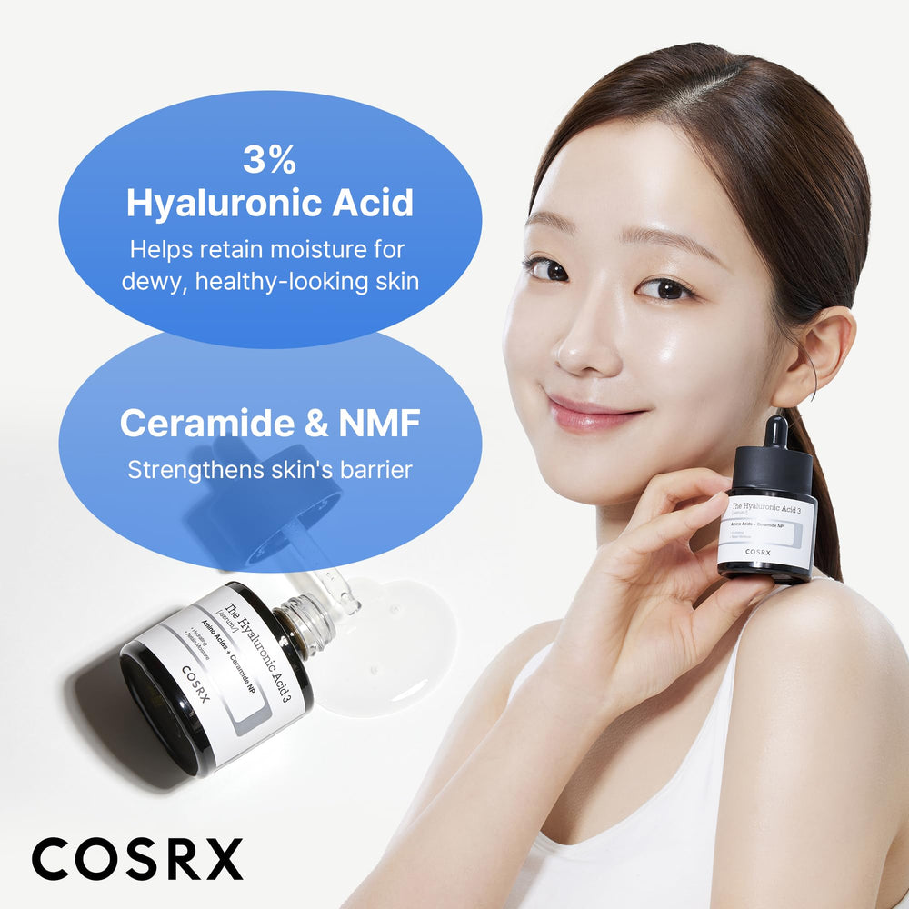 Texture fluide du sérum COSRX 3% qui pénètre rapidement et hydrate la peau.