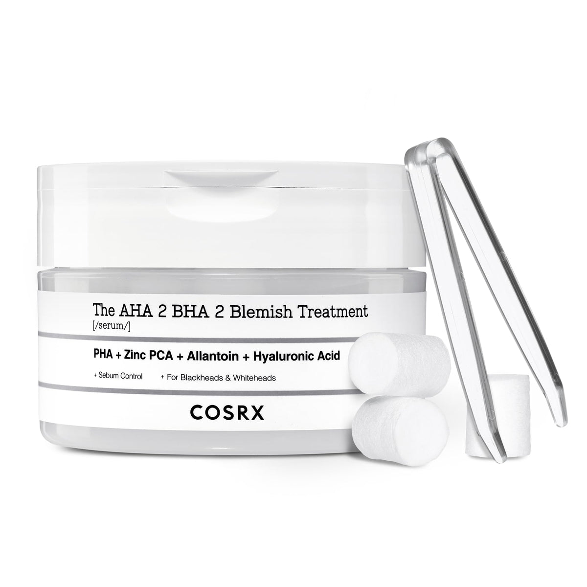 COSRX sérum traitement imperfections sur boule de coton pour application ciblée.