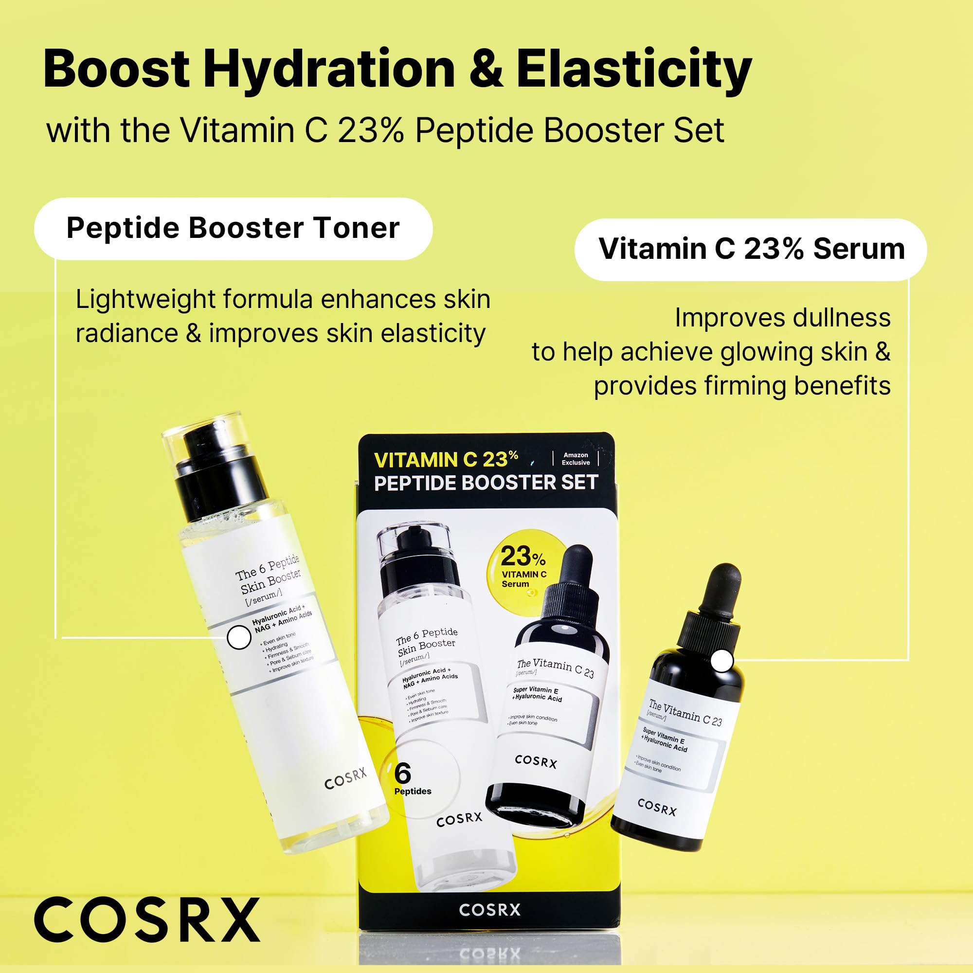 COSRX sérum vitamine C 23% en application rapide sur le visage.