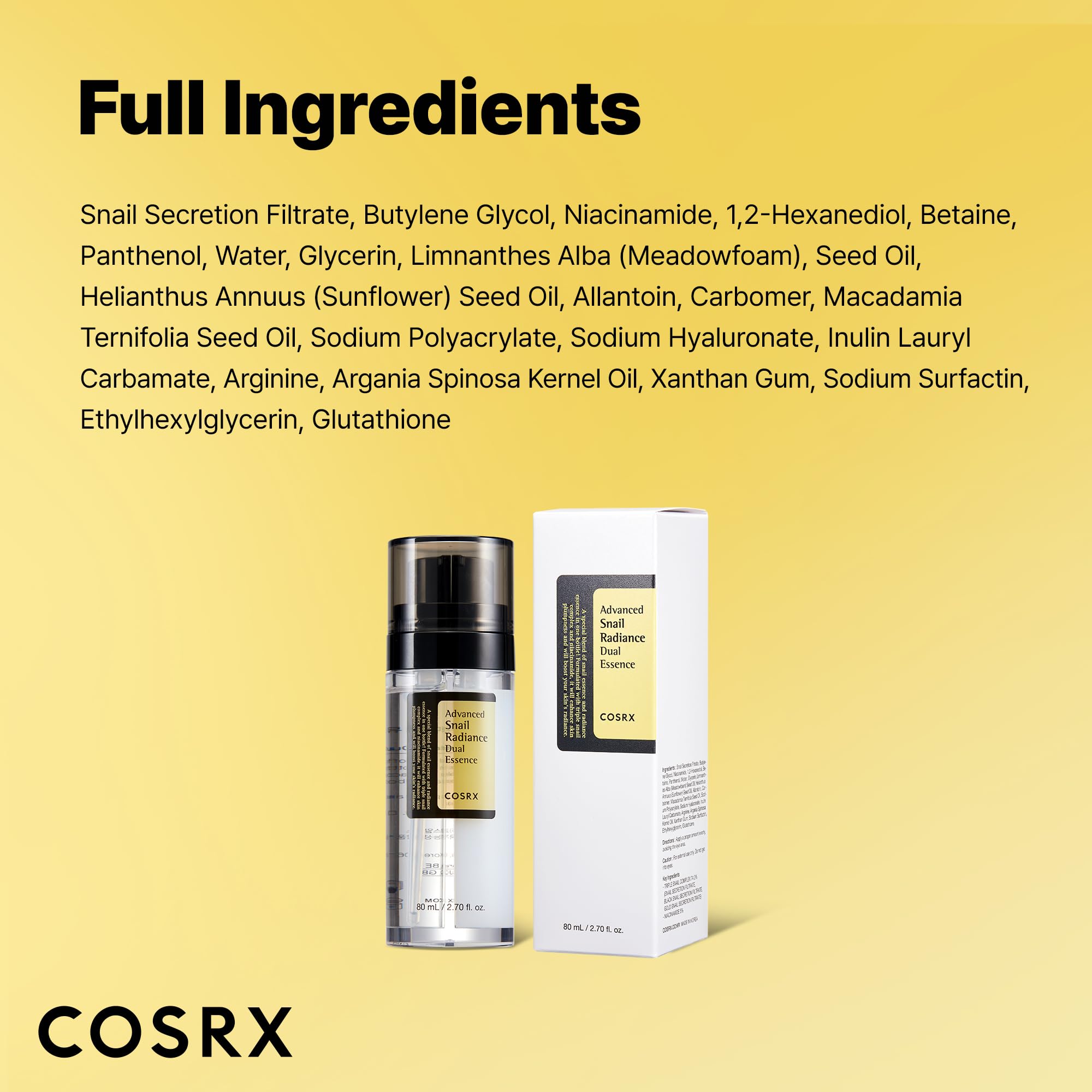 COSRX Snail Mucin, test patch recommandé avant utilisation sur le visage