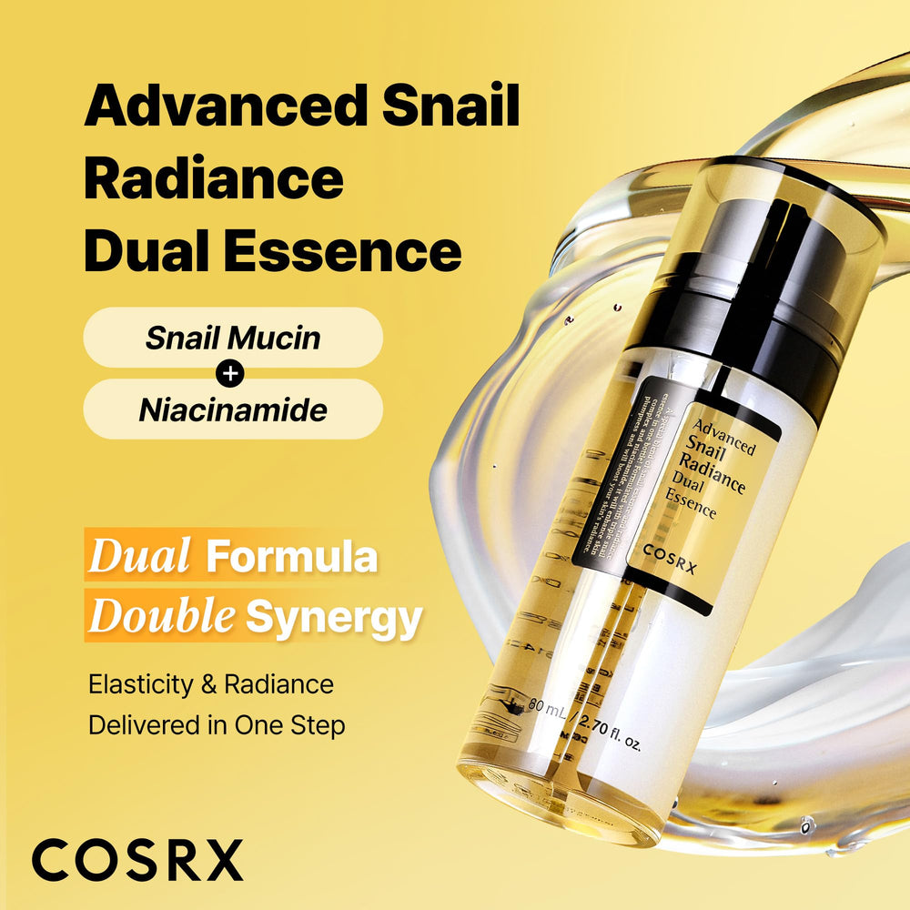 COSRX Snail Mucin 74% + Niacinamide, textures doubles visibles pour hydratation légère et efficace