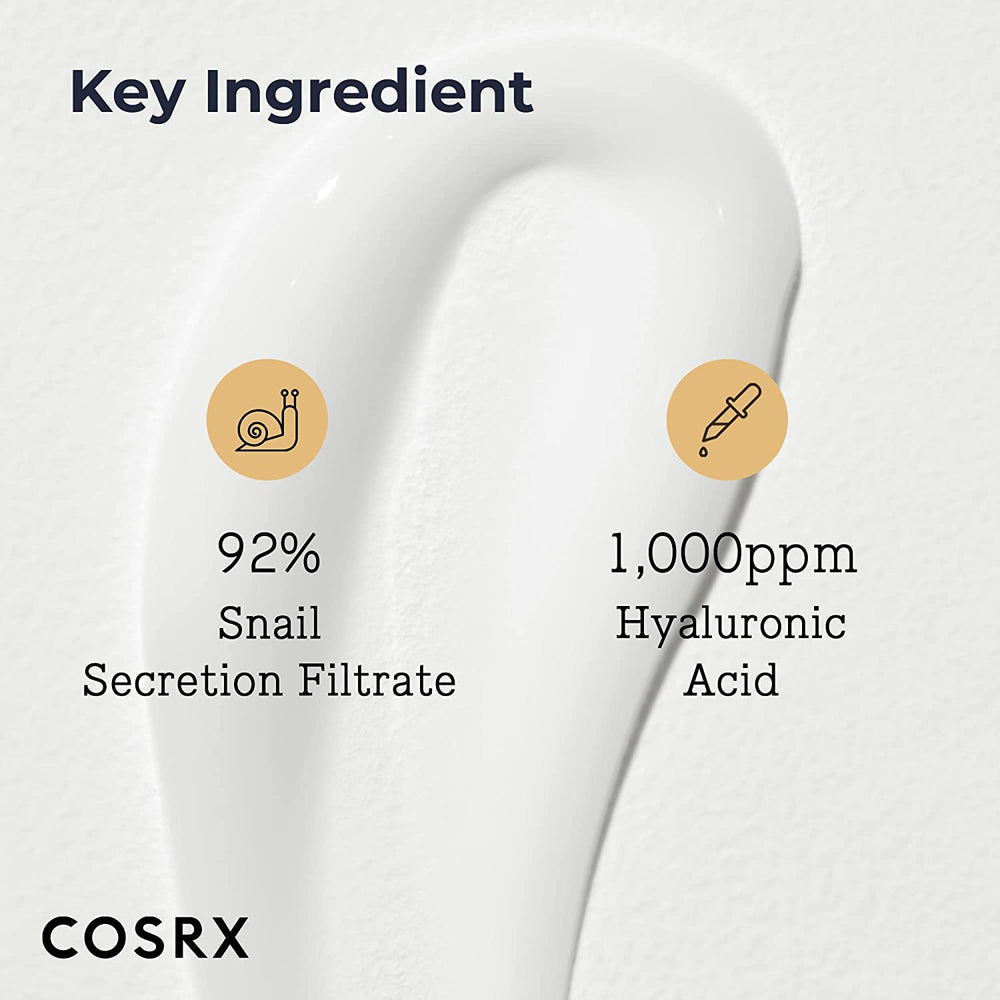 Cosrx Snail Mucin 92% - mucine et betaine, ingrédients clés.