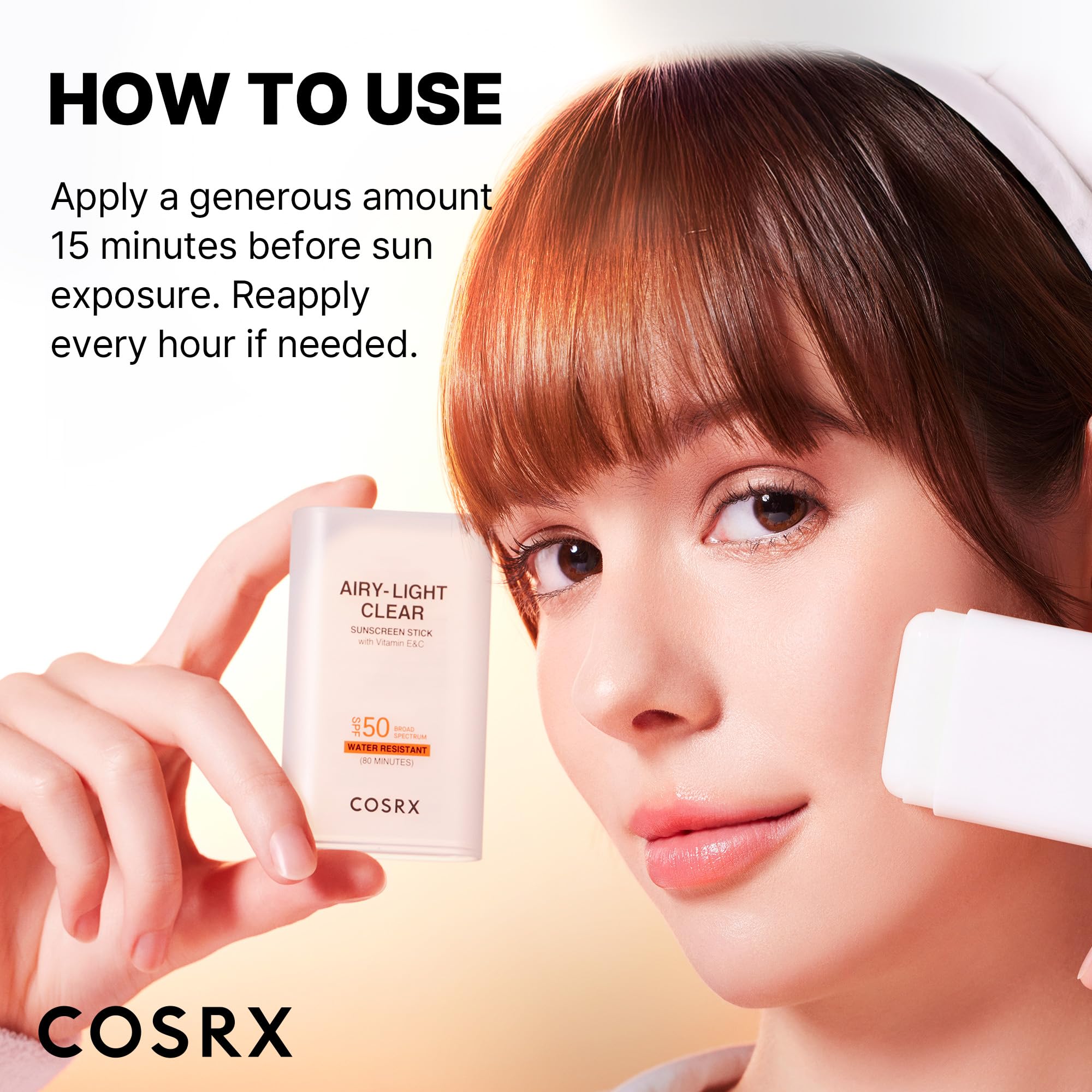 Cosrx Airy-Light Stick Solaire, format compact pour le voyage.