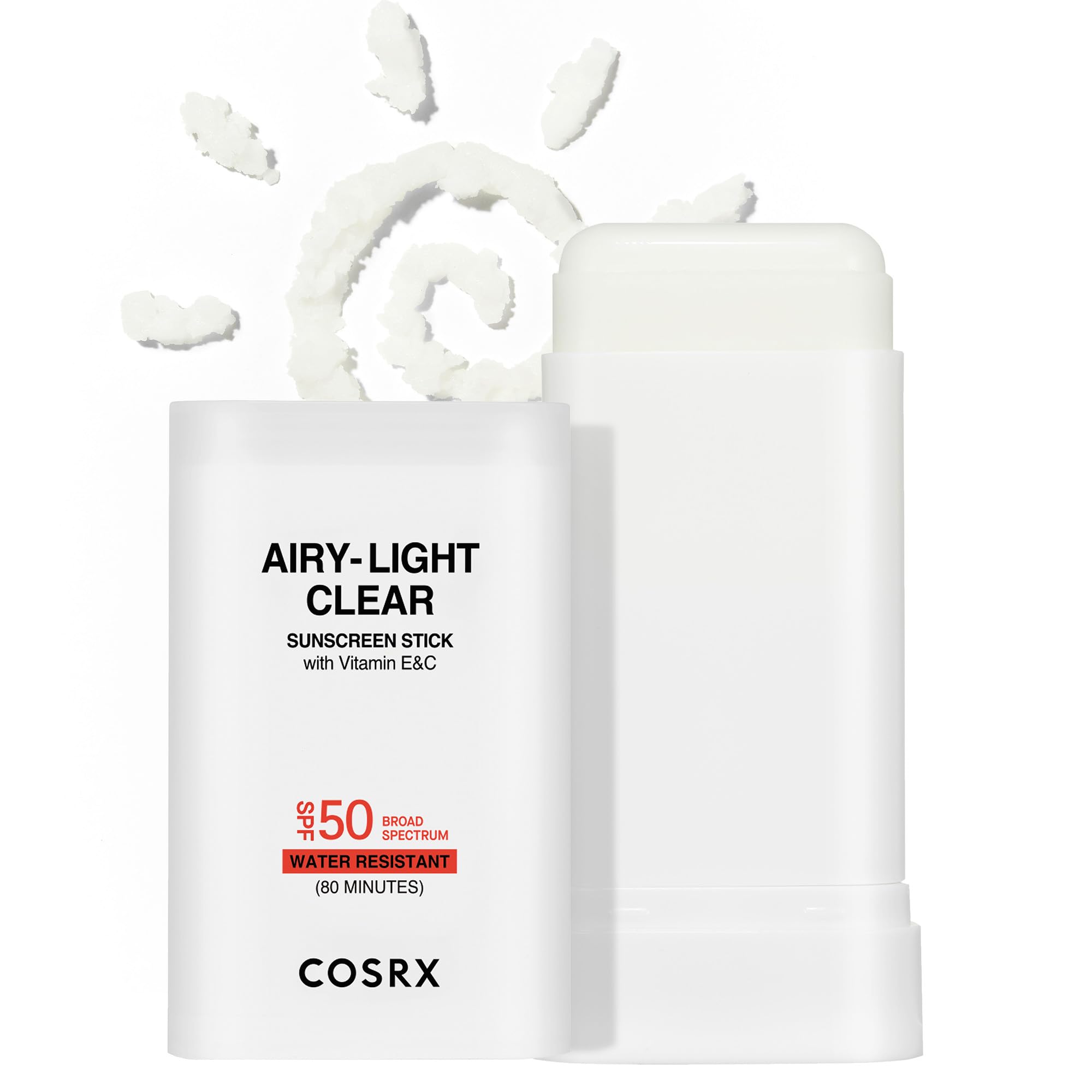Cosrx Airy-Light Stick Solaire SPF50, protection rapide et portable en voyage.