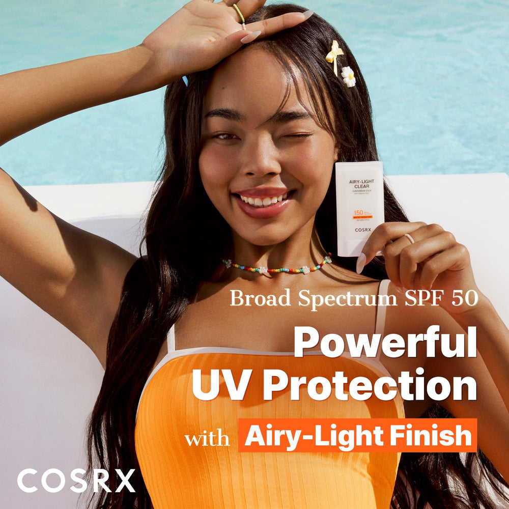 Cosrx Airy-Light Stick Solaire SPF50, vitamine E et C pour la peau.
