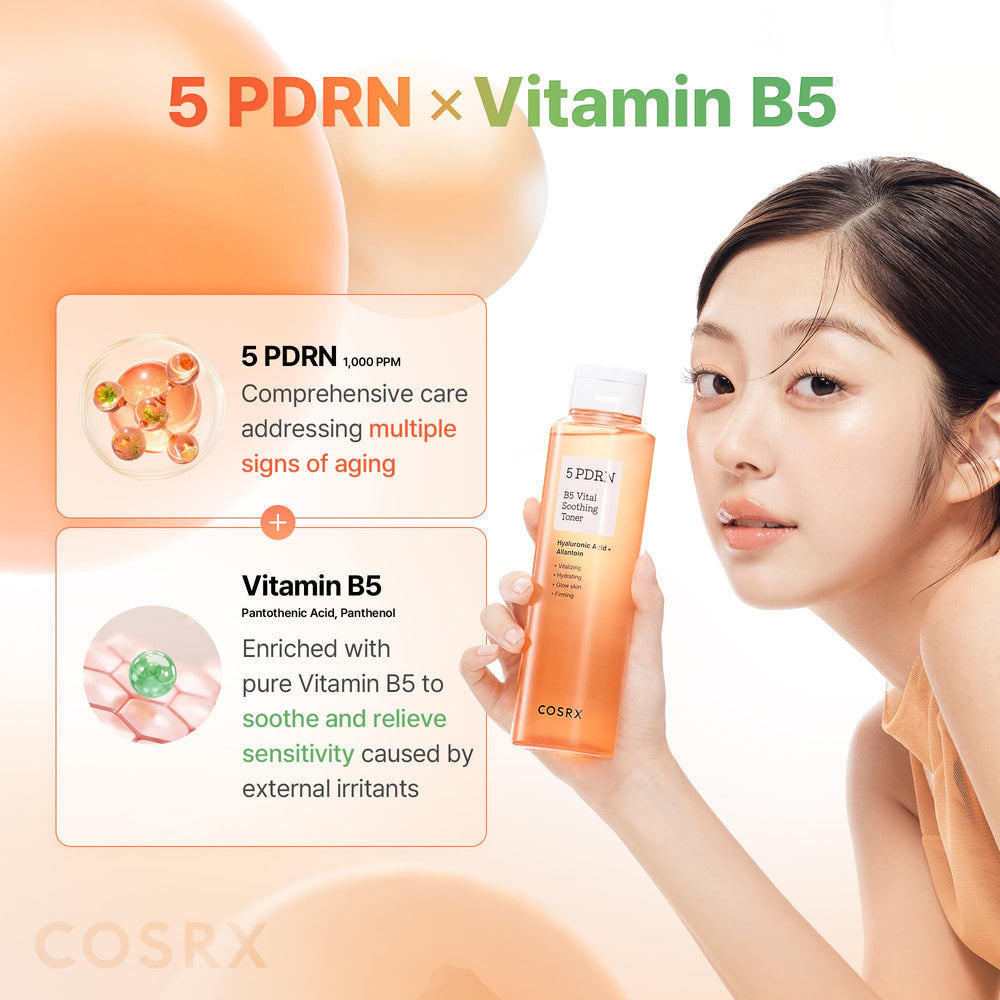 COSRX 5 PDRN B5 tonique – texture aqueuse qui pénètre rapidement et rafraîchit.